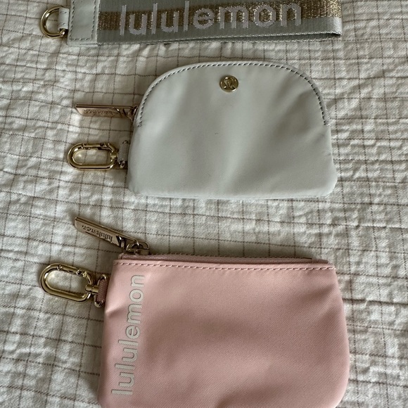 Lululemon Dual Pouch Wristlet in Pink and Silver with Gold Accents - Picture 2 of 5